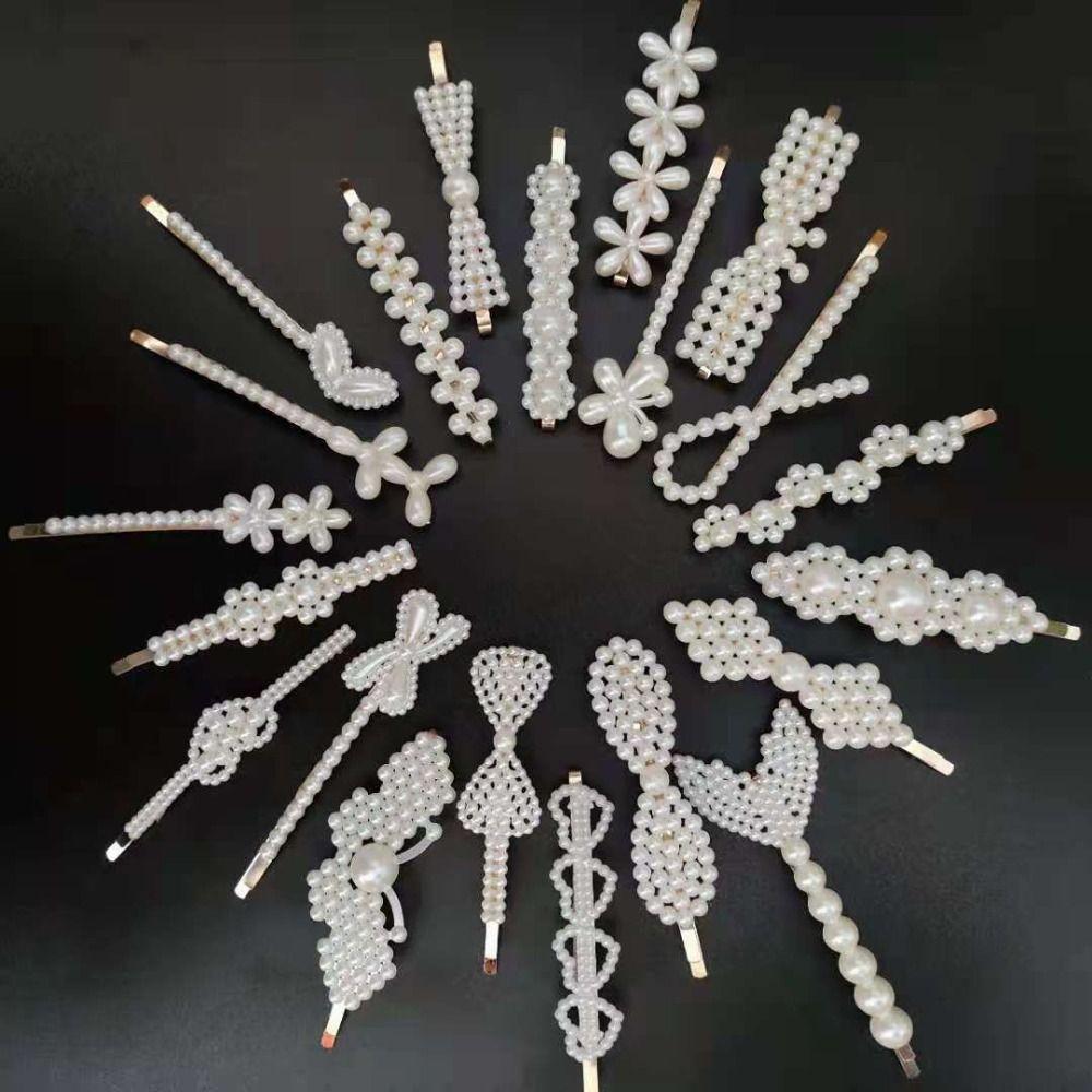 18pcs/set Bangs Clip Pearl Hairpin Set Side Clip Duckbill Clips Exquisite Zinc Zinc Alloy Hair Clips Girls