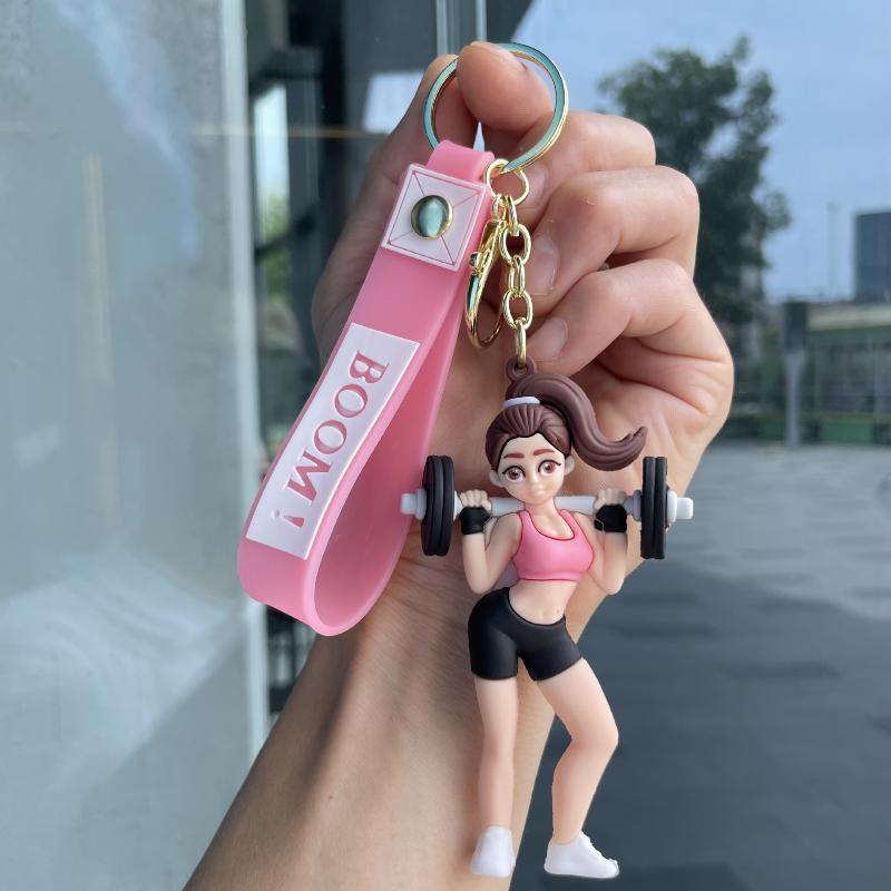 Cute Yoga Girl Silicone Keychain Adorable Cartoon Yoga Girl Design Key Holder Cute Pendant for Purse Ideal Gift for Teen Girls