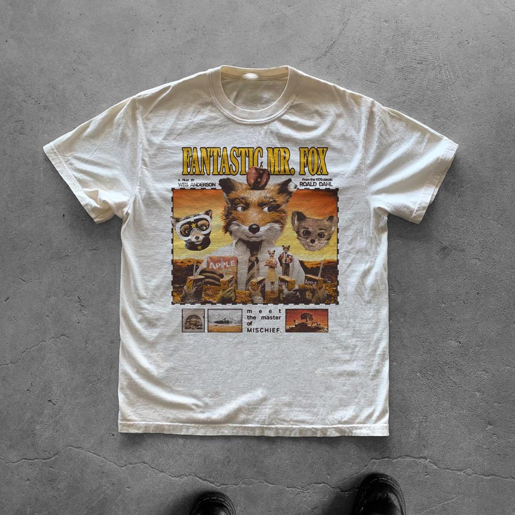 Fantastic Mr Fox Wes Anderson Film Roald Dahl Mr Fox Wes Anderson Film Maglietta Magliette Film Maglietta Unisex Unisex Donna Tutte le Stagioni