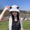 2025 little devil strap quick drying sun protection visor women's headscarf hat cute cat ears fisherman hat