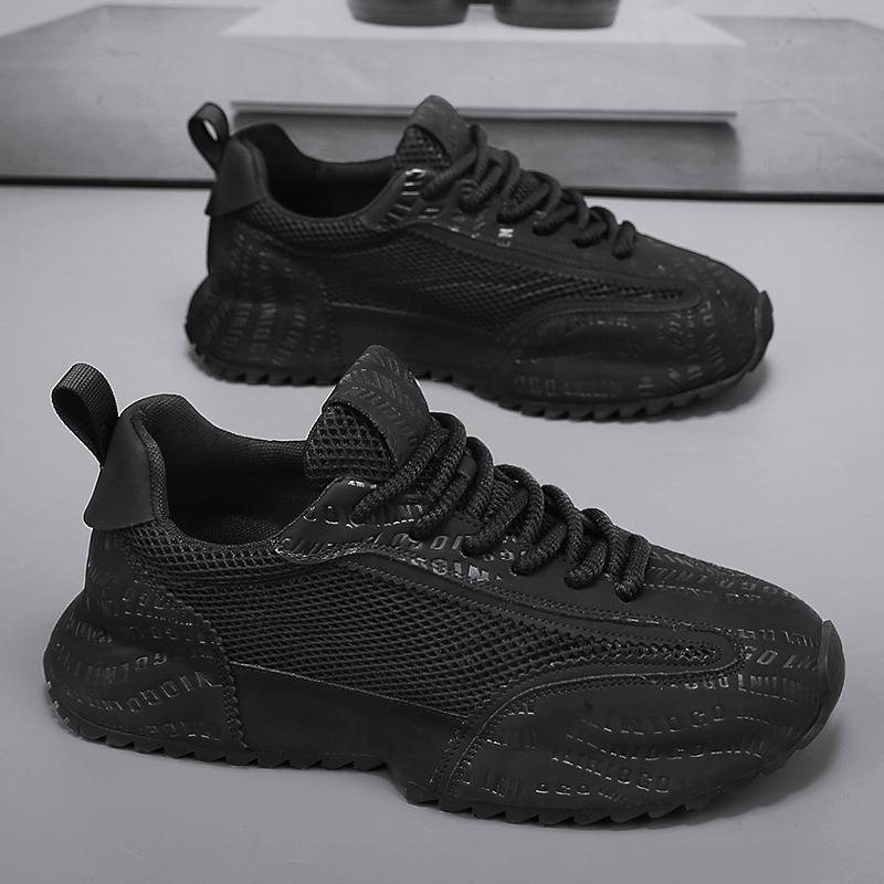 Chunky Sneaker Men Designer Increased Internal Platform Board Shoes Fashion Casual Microfiber Leather Mesh Breathable Sport Shoe