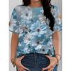 Ladies Summer Colorful Flower Printed Large Loose Casual T-shirt Fashionable Comfortable Soft Breathable Short Sleeved T-shirt