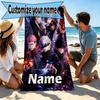 Custom Name Personalized Jujutsu Kaisen Print Beach Towel, for Trip Camping Beach Party Home Decor, Birthday Gift for Family & Friends