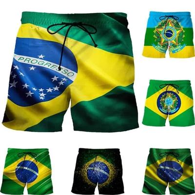3D-Druck Brasilien Flaggenmuster Badeshorts Für Männer Sommer Mode Lässig Boardshorts Herren Outdoor Sport Fitnessstudio Schwimmhosen