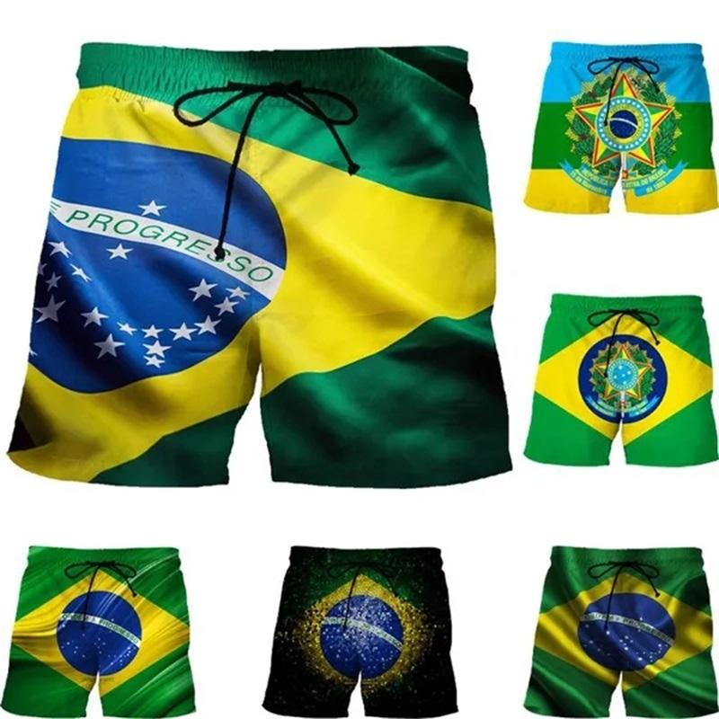 3D-Druck Brasilien Flaggenmuster Badeshorts Für Männer Sommer Mode Lässig Boardshorts Herren Outdoor Sport Fitnessstudio Schwimmhosen