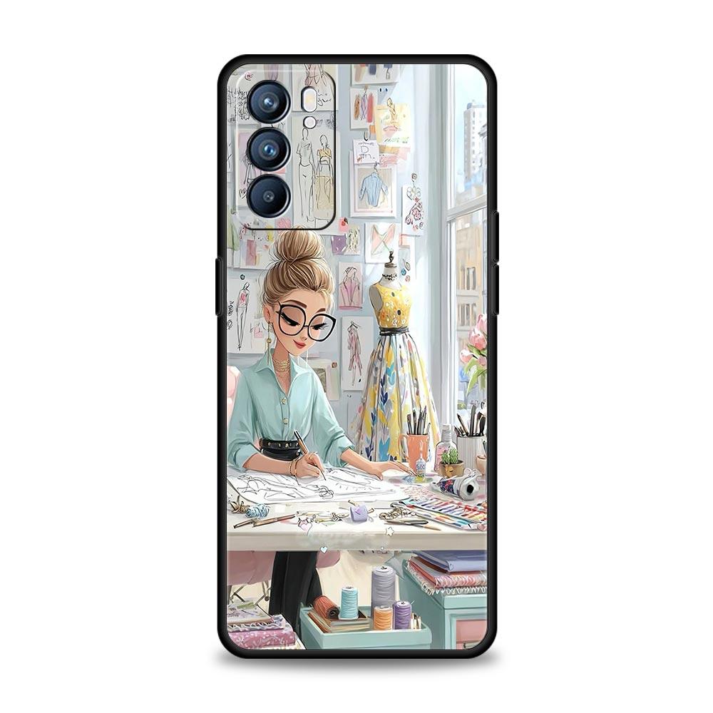 Cartoon Girl Phone Case For Oppo A17 A31 A54 A57 A78 A79 A98 Find X5 X6 Reno 6 7 8 10 11 12 13 F Pro 5G Soft TPU Cover Funda Bag