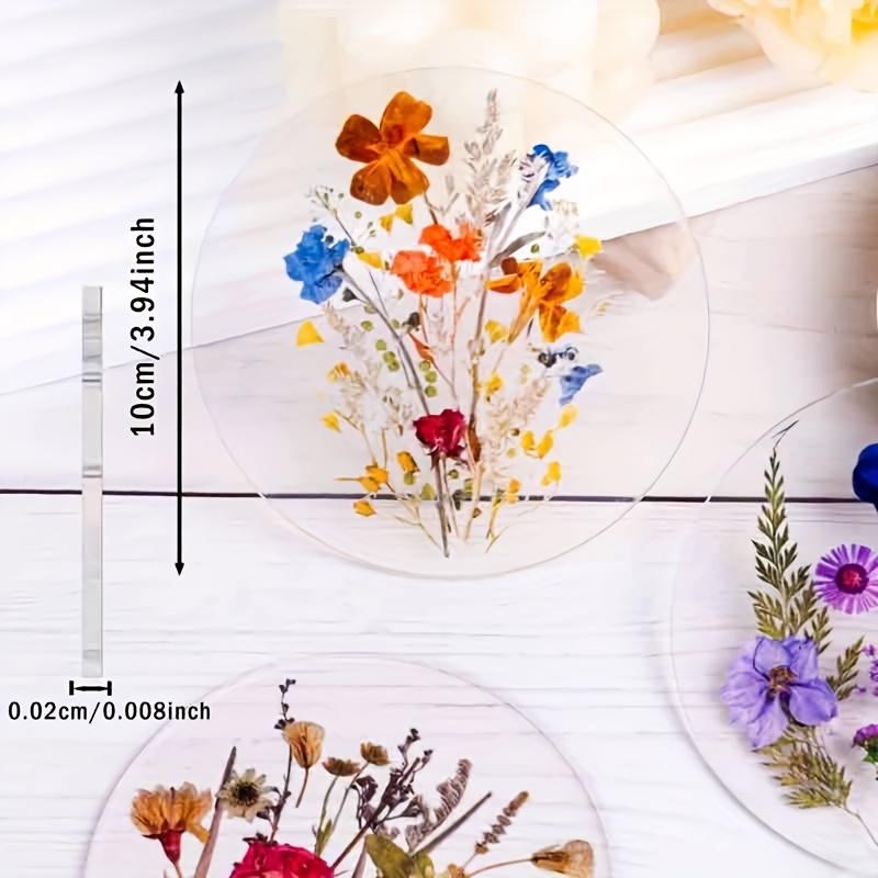 1/4pc 2D Flat Acrylic Coaster Colorful Printed for Wedding Birthday Mother's Day Gift Table Decor Wildflower Pattern Vase Holder