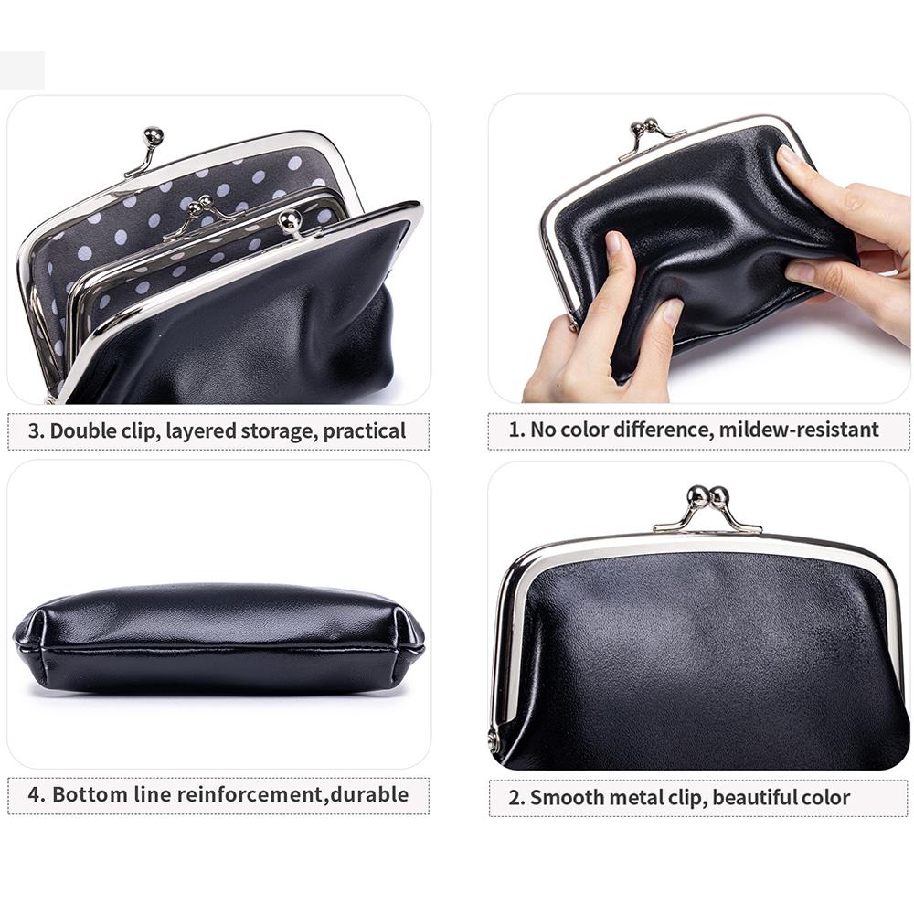 New Vintage Coin Purse Women's Top Layer Cowhide Versatile Double Clamp Storage Bag Gold Clip Bag