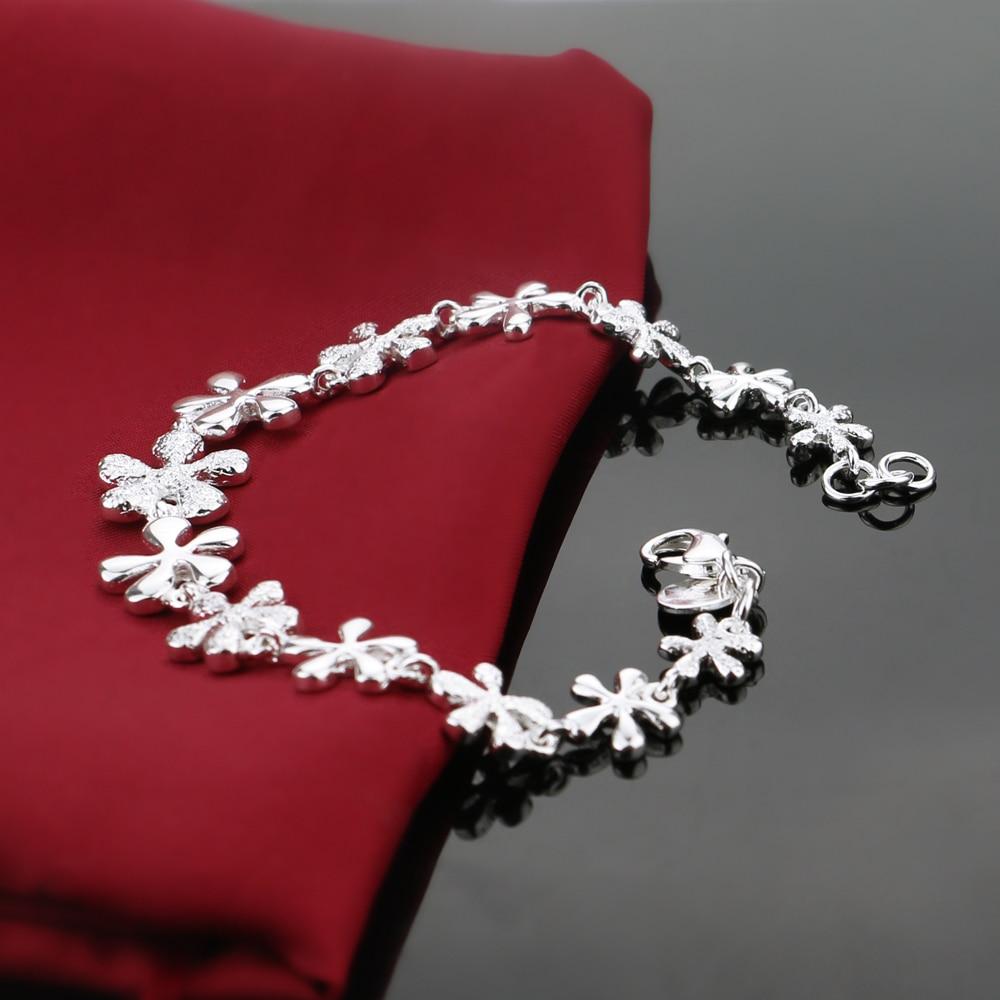 New Women's 925 Sterling Silver Bracelet Charm Jewelry Flower Design Chain Temperament Student Accessories Lobster Claw Clasp