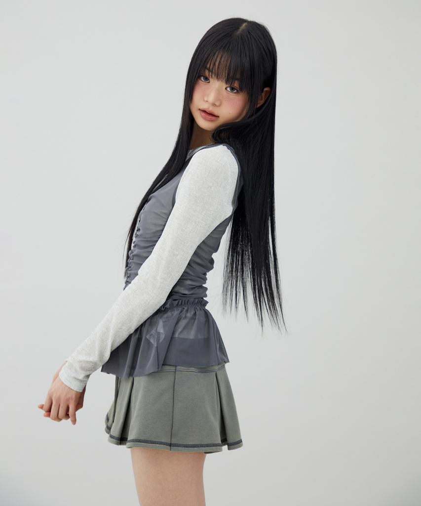 LALAFOX Pleated Sweat Skirt Charcoal Br2Cs001
