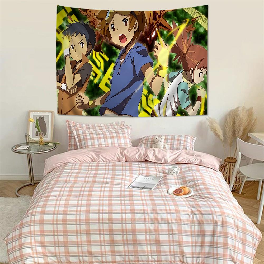 DDigimonS CARTOON Buntes Wandbehang-Gobelin Günstiger Hippie-Wandbehang Böhmische Wandteppiche Mandala-Wandbehang-Blätter