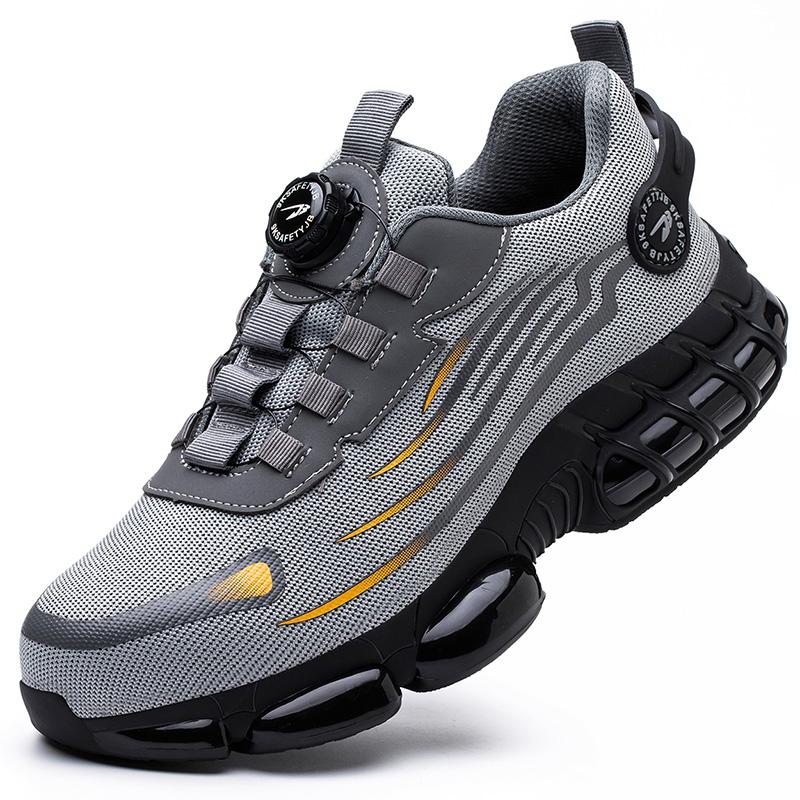 Fashion Rotating Button Safety Shoes Men Steel Toe Sneakers Anti-smash Anti-puncture Work Shoes Lightweight Non-slip Protective Sneakers