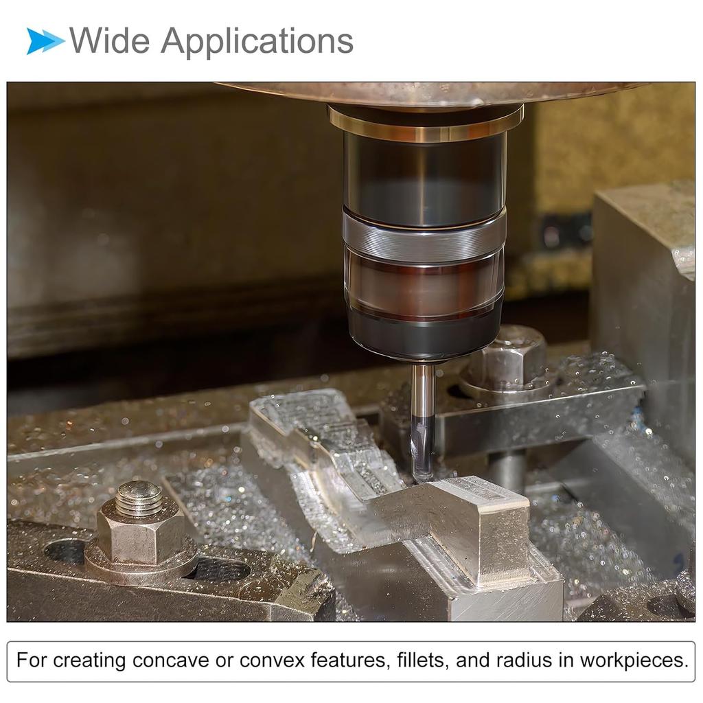 Tapered Ball Nose End Mill, 0.5mm Radius 6mm Shank 10 Degree Angle, Micro-Grain Carbide 2 Flutes Milling Cutter CNC Router Bit - (Applications: for
