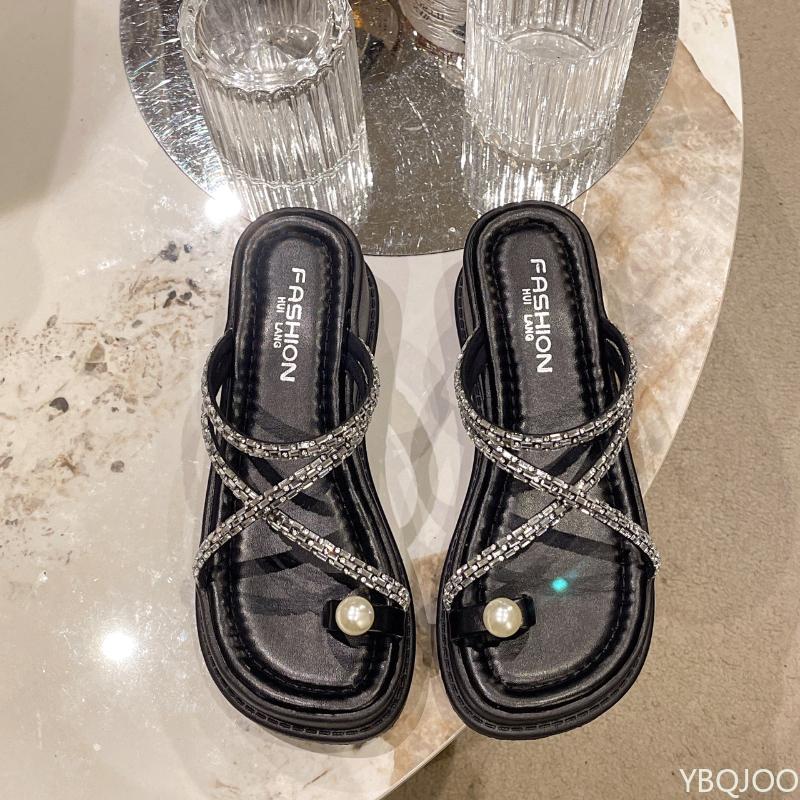 Summer elegant Slippers Women's new wedge heel shoes Fashion elegant temperament sandals Thick soled comfort casual slippers