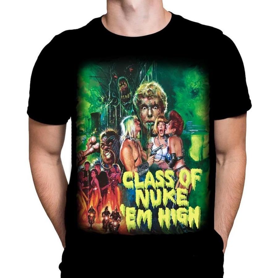 Wild Star Hearts Nuke Em High Mens T-Shirt Gothic Horror Print, Black Cotton T-Shirt, Movie Poster Tee