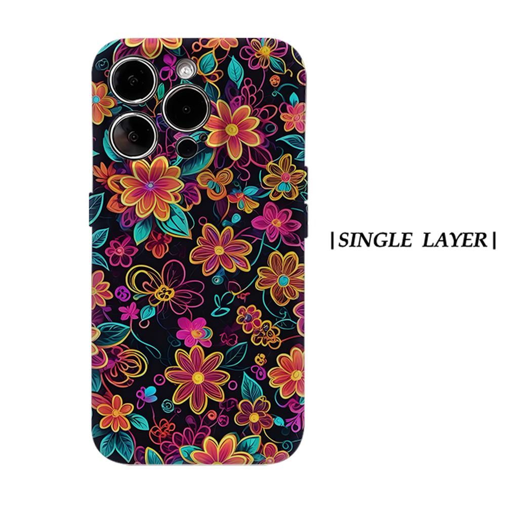 

Neon Glowing Floral Phone Case for IPhone 17AIR 16E 16 15 14 13 12 11 17 Pro Max Plus Double-layer Back Cover IPHONE17PROMAX