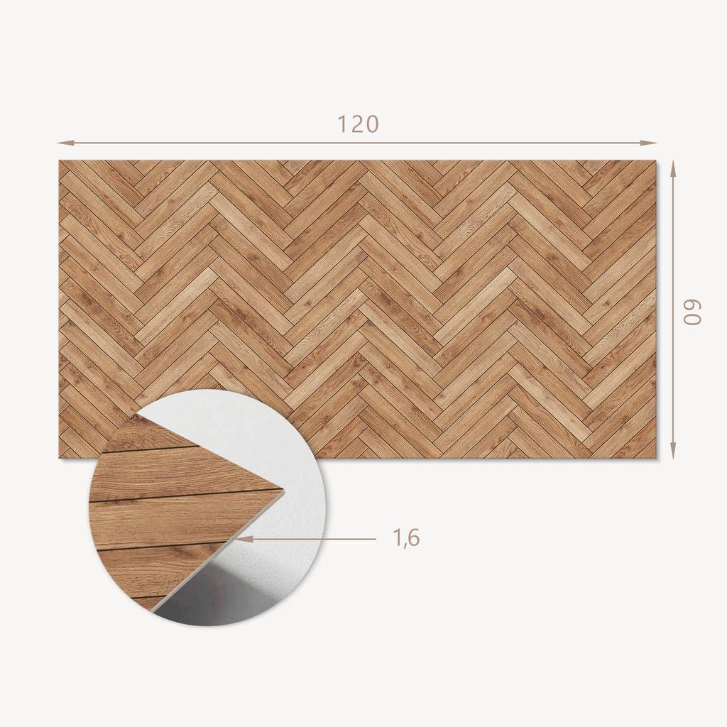 Panel Winylowy Z Nadrukiem - Dekoracja Do Sypialni 120X60 Cm Wzór Deski W Jodełkę