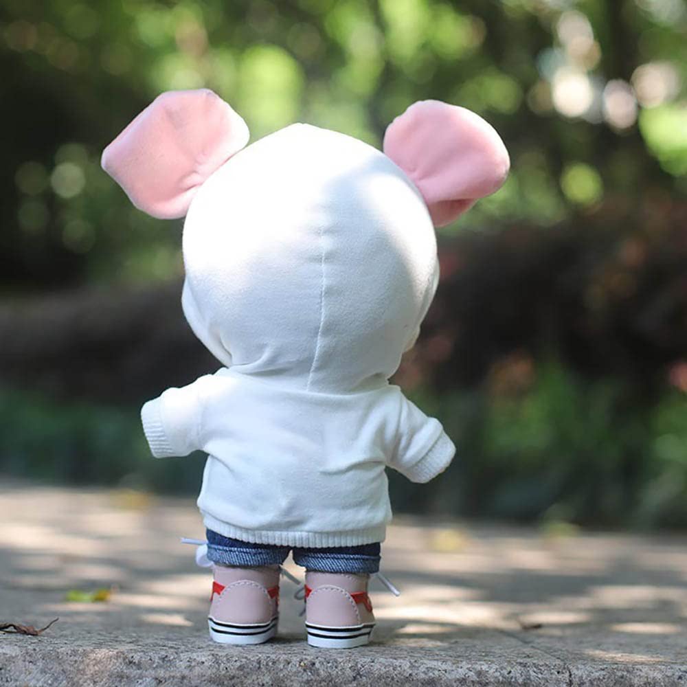 Niannyyhouse 15cm Plush Clothes Hoodie, Jeans, Cotton Doll Clothes, Dress-Up (White)