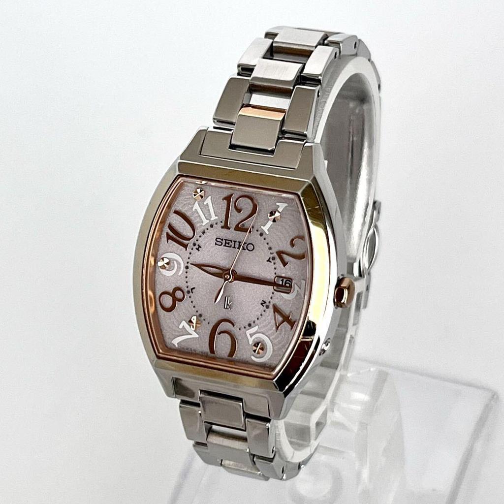Used [In operation] Polished Seiko SEIKO LUKIA women's watch radio solar good condition pink silver dial gold s2398