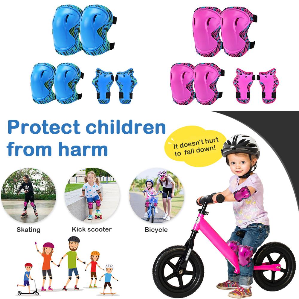 6 In 1 Kids Knee And Elbow Pads With Wrist Guards 3 In 1 Protective Gear Set For Skateboarding Cycling Bmx Bike Scooter Skating