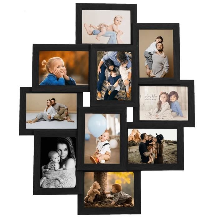 VidaXL Collage de cadres photo pour photo de 10x (10x15 cm) Noir MDF