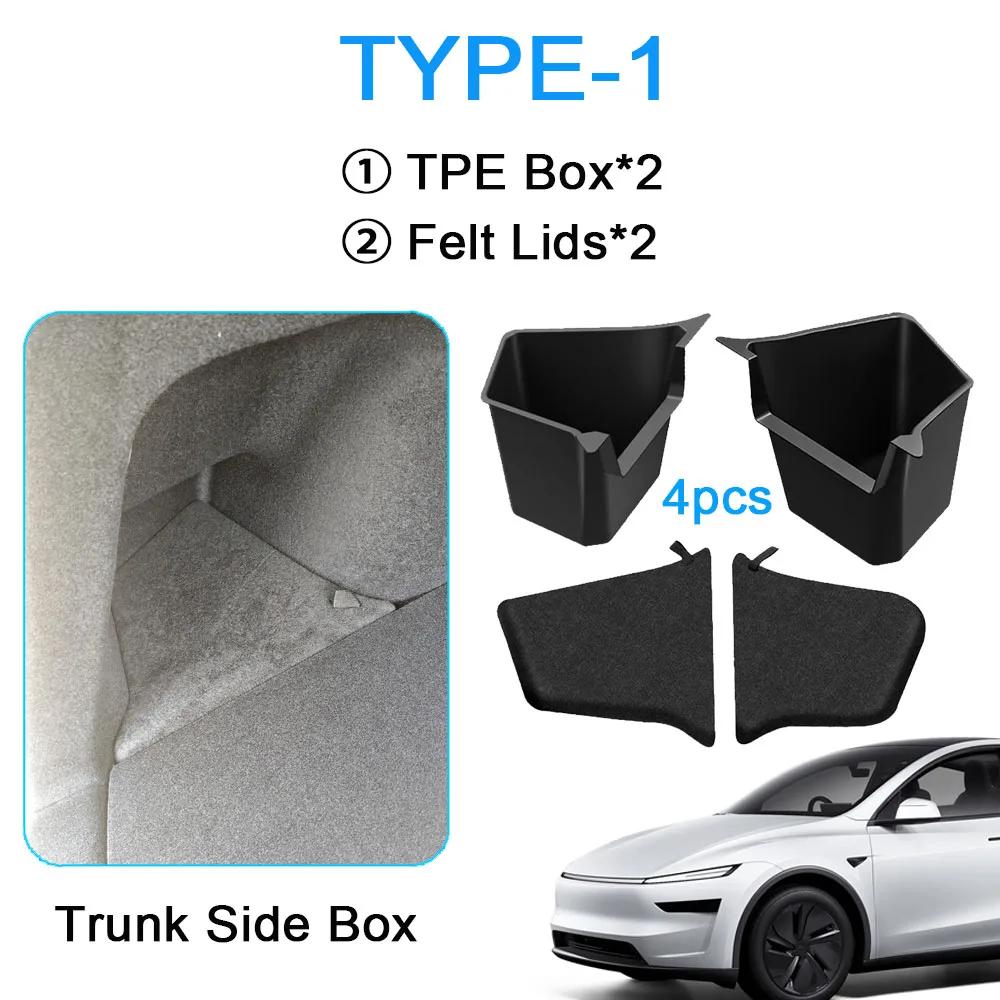 For 2026 2026 Tesla Model Y Trunk Organizer Trunk Storage Bins Rear Trunk Side Storage Box Mats for Model Y Juniper Accessories