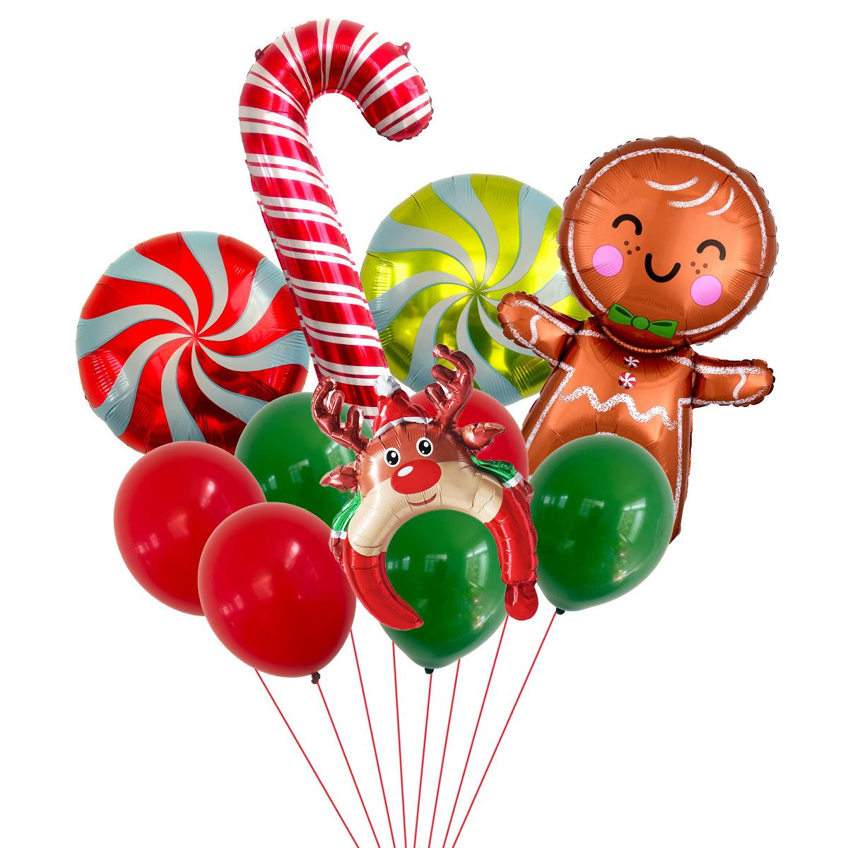 

Christmas Balloon Set Santa Candy Cane Aluminum Film Balloon Party Decoration Scene Arrangement gingerbread man set