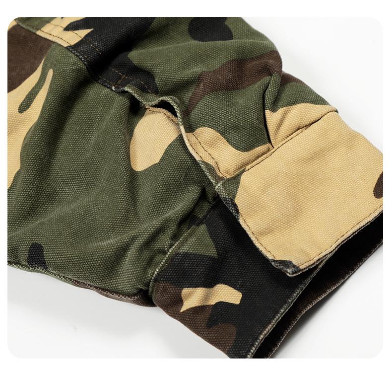 11KN Unisex Retro Camouflage Military Workwear Jacket: Slimming, Short, Wide Shoulder, Loose Fit Streetwear.