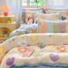 Winter Flannel Pink Heart Duvet Cover Animals Bear Soft Warm Keep Warm Bed Quilt Covers Milk Velvet Queen King Bed Home Textiles