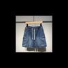 Herren Japanische Arbeitskleidung Elastische Taille Denim Shorts, Sommer 2023 - Lässig, Locker geschnitten, Mittellang