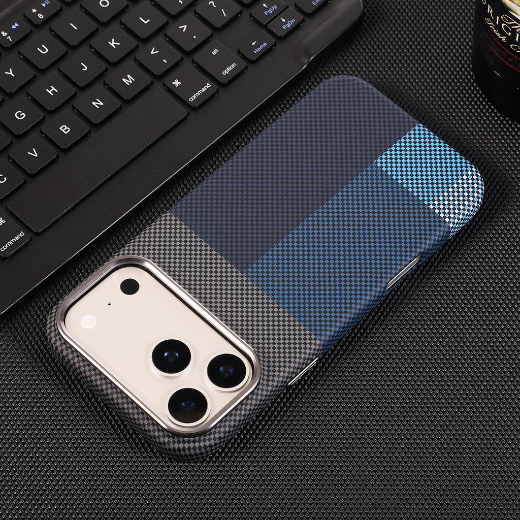 Kevlar Carbon Fiber Texture Magnetic Wireless Charger Phone Case for IPhone 18 Pro Max 17 16 15 14 13 12Pro 11 Air Shockproof Protection Cover