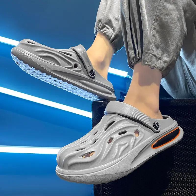 Fashion Hole Men's Shoe Slides Beach Soft Sabot Cheap Shoes Liquidation Rubber Original Comfortable Elegant Adult Casual Male Slipper