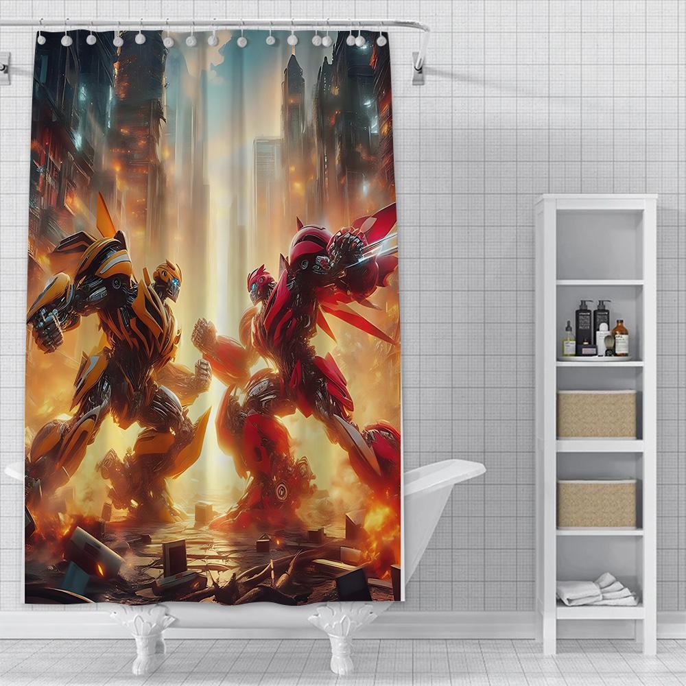 Shower Curtain Waterproof Polyester Fabric Paint Colorful Bath Curtains Transformers Autobot Home Bathroom Decor With Hook