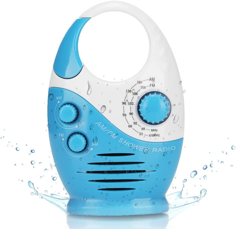 

Acogedor Waterproof Shower Radio, Portable AM/FM Radio with Hook Design, Battery-Powered with Built-in Speaker for Bathroom, Kitchen, and Outdoor Use