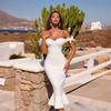 European and American New Elastic Bandage Bridesmaid Dress One-word Shoulder Bow Dress Elegant Backless Wedding Evening Dress