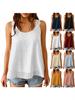 Summer Women's Swiss Dot Sleeveless Vest with Lace Trim