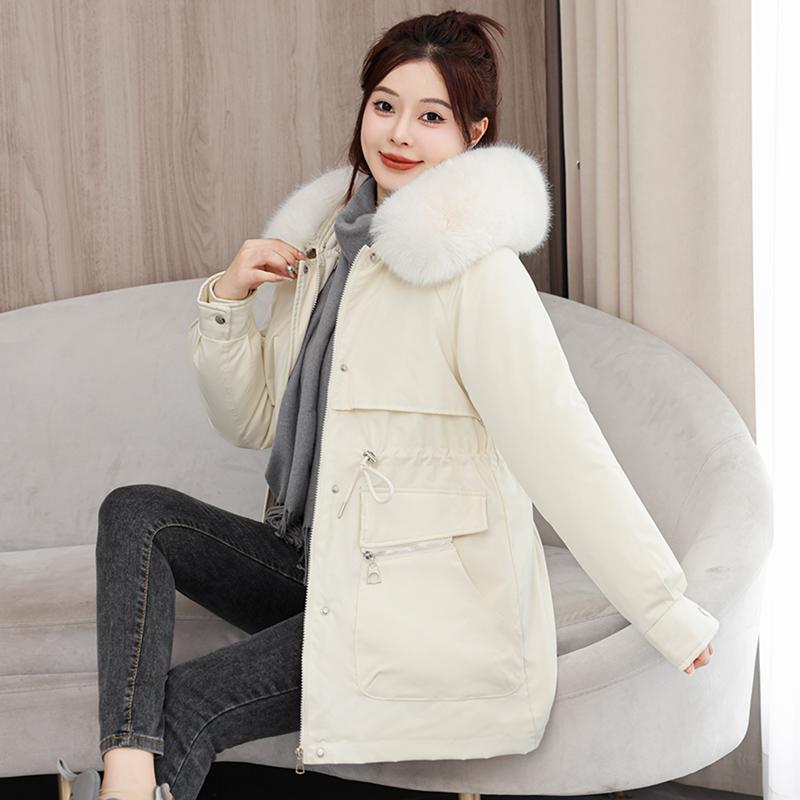 Autumn Winter Thicken Warm Parka Women Casual Sweety Solid Color Big Pocket Loose Hooded Coat Jackets Outwear