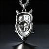 HNSP 316L Edelstahl Eulen Schädel Anhänger Halskette Für Männer Punk Gothic Stil Halloween Accessoire Geschenk