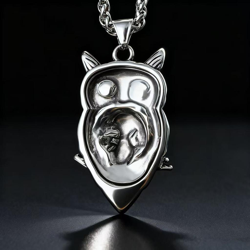 HNSP 316L Edelstahl Eulen Schädel Anhänger Halskette Für Männer Punk Gothic Stil Halloween Accessoire Geschenk