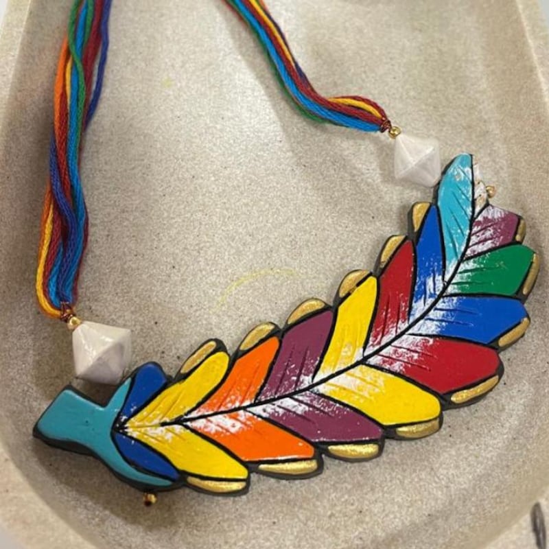 

Бохо Набір Прикрас з Глини у Формі Листя: Розписані вручну