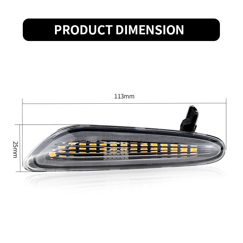 2PCS Amber Side Led Marker Turn Signal Lamp Assembly Replacement For BMW E82 E81 E88 E46 E90 E91 E92 E93 E60 E61 OEM#63137253326