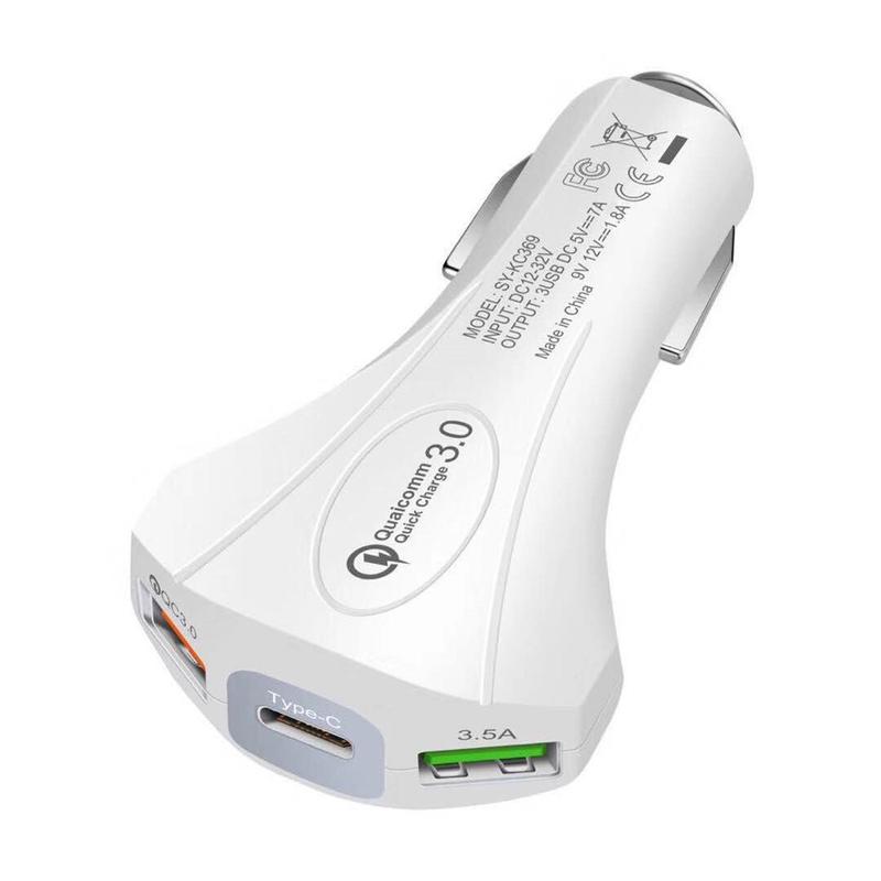 Universal 12V-24V QC3.0 Quick Charger with Dual USB Type C Port Car Suv Fast Power Charging Adapter