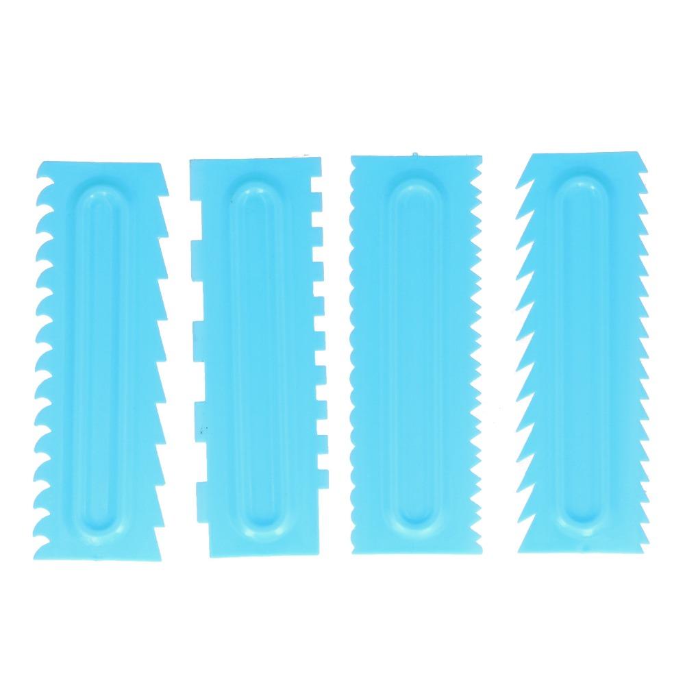 4pcs Professional PP Cake Scraper Sawtooth Textures Icing Smoother Comb Food-Grade Fondant Icing Tools Pastry Pizza Biscuit