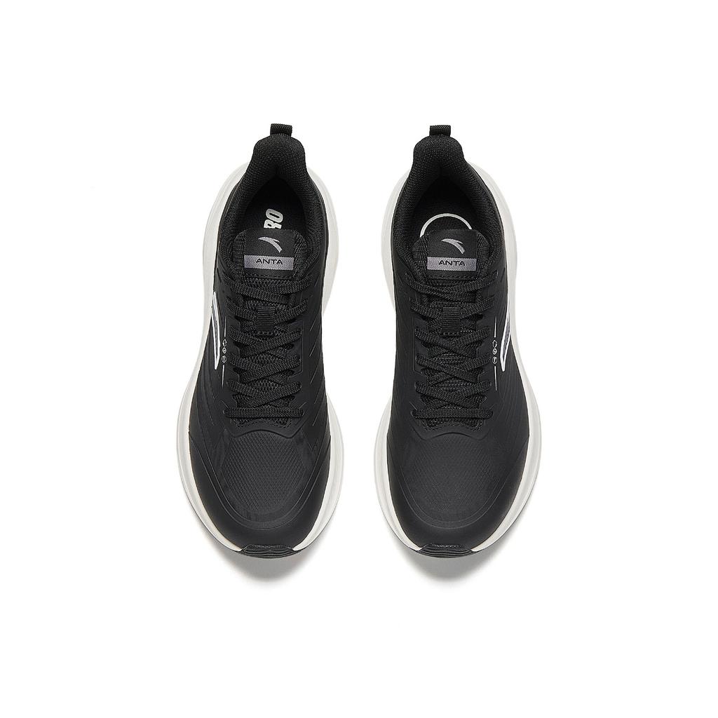 Anta Lingfeng Leather Water-Resistant Lightweight Shock-Absorbing Running Shoes Women sneaker Black Ivory-White 922545501-4