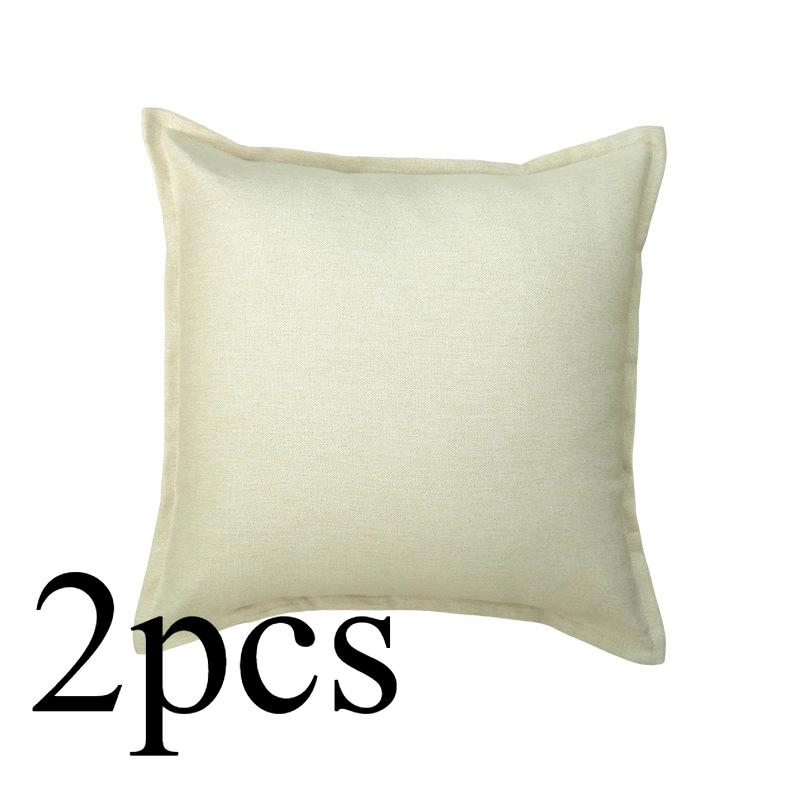 2 STÜCKE/SET Streng Ausgewähltes Kissen mit Saum in Leinenoptik, Kissenbezug für Wohnzimmer, Sofa, Bettwäsche, Unifarbener Kissenbezug ohne Kissenfüllung