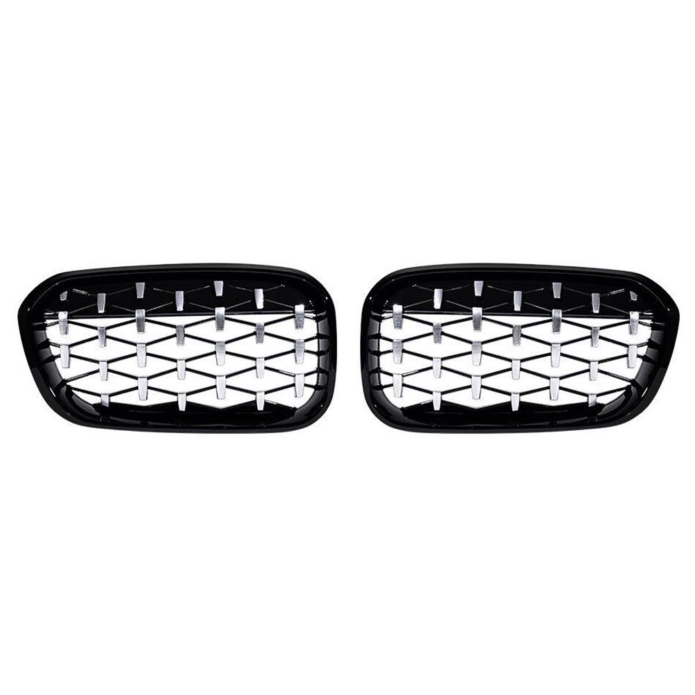 Starry Sky Style Front Grille for BMW 1 Series F20/F21 2015-2019, Black Electroplated Frame