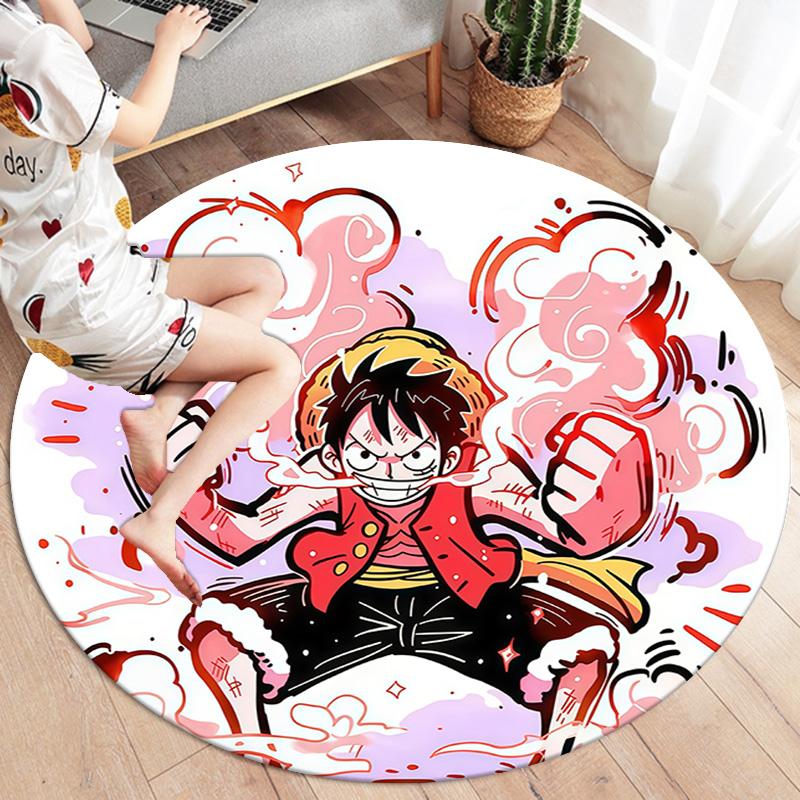 One Piece Monkey D Luffy Round Area Rug Carpet Rug For Living Room Bedroom Sofa Playroom Decor Nonslip Floor Mat