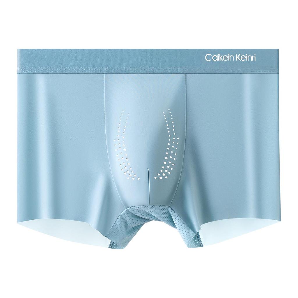 CaikeinKeinri Men's Antibacterial Ice Silk Seamless Boxer Briefs - 10A Grade, Thin, Large Size