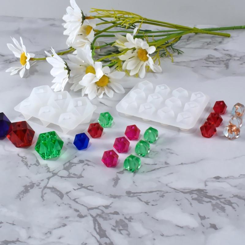 Resin Beads Molds with Hole Silicone Resin Epoxy Molds for Cabochon Gemstone Pendant Earrings Jewelry Casting Molds