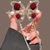 Elegant Butterfly Tassel Hair Stick with Rhinestone Pearl Detail Flower/Velvet Rose Design Retro Chinese Style Women's Accessory